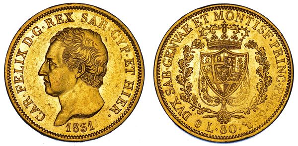 REGNO DI SARDEGNA. CARLO FELICE DI SAVOIA, 1821-1831. 80 Lire 1831. Torino.