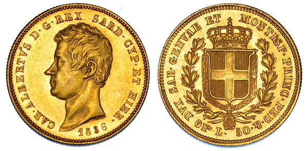 REGNO DI SARDEGNA. CARLO ALBERTO DI SAVOIA, 1831-1849. 50 Lire 1836. Torino.
