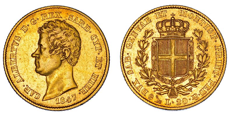 REGNO DI SARDEGNA. CARLO ALBERTO DI SAVOIA, 1831-1849. 20 Lire 1847. Genova.  - Asta Numismatica - Cambi Casa d'Aste