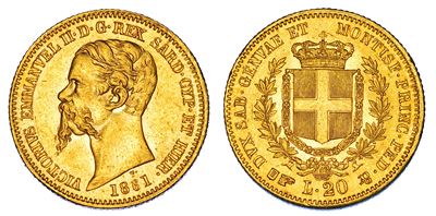Regno di Sardegna, Vittorio Emanuele II di Savoia, 20 Lire 1861, Torino