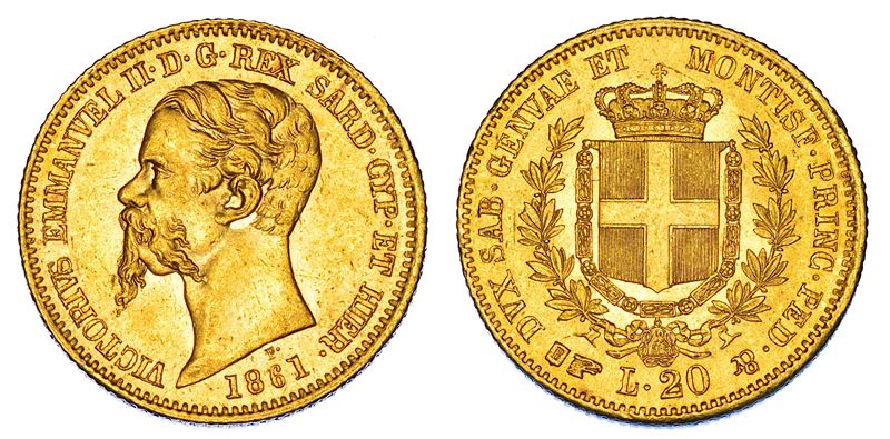 REGNO DI SARDEGNA. VITTORIO EMANUELE II DI SAVOIA, 1849-1861. 20 Lire 1861. Torino.  - Auction Numismatics - Cambi Casa d'Aste