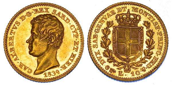 REGNO DI SARDEGNA. CARLO ALBERTO DI SAVOIA, 1831-1849. 10 Lire 1839. Torino.