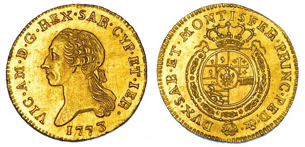 REGNO DI SARDEGNA. VITTORIO AMEDEO III DI SAVOIA, 1773-1796. Mezza Doppia Vecchia 1773. Torino.