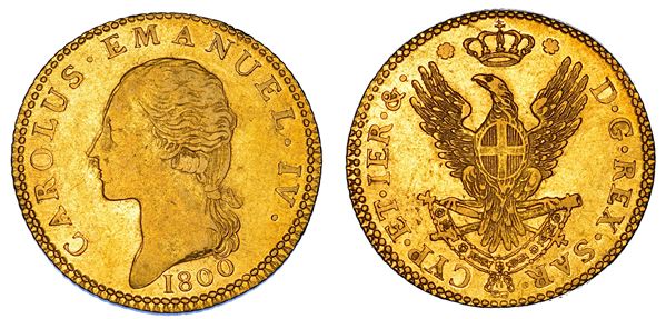 REGNO DI SARDEGNA. CARLO EMANUELE IV DI SAVOIA, 1796-1802. Doppia 1800.