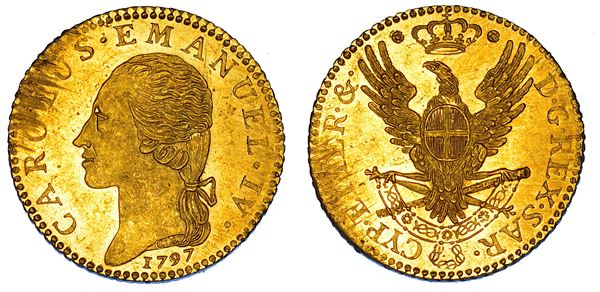 REGNO DI SARDEGNA. CARLO EMANUELE IV DI SAVOIA, 1796-1802. Mezza doppia 1797.