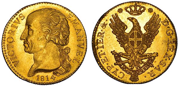 REGNO DI SARDEGNA. VITTORIO EMANUELE I DI SAVOIA, 1802-1821. Doppia 1814. I tipo. Torino.