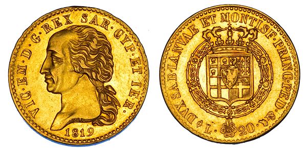 REGNO DI SARDEGNA. VITTORIO EMANUELE I DI SAVOIA, 1802-1821. 20 Lire 1819. Torino.