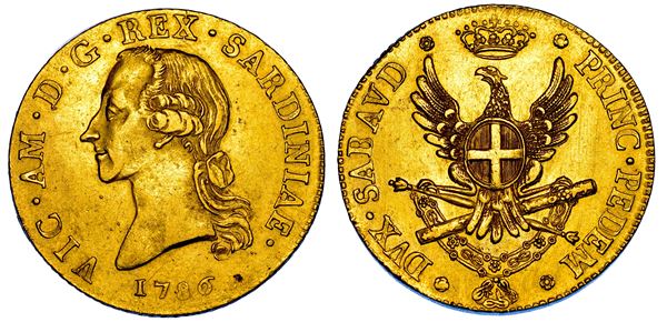REGNO DI SARDEGNA. VITTORIO AMEDEO III DI SAVOIA, 1773-1796. Mezzo Carlino da 2,5 Doppie 1786. Torino.