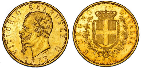 REGNO D'ITALIA. VITTORIO EMANUELE II DI SAVOIA, 1861-1878. 100 Lire 1872. Roma.