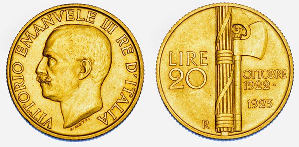 REGNO D'ITALIA. VITTORIO EMANUELE III DI SAVOIA, 1900-1946. 20 Lire 1923. Fascetto.