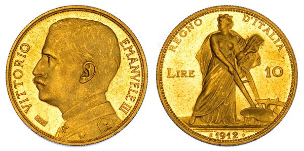 REGNO D'ITALIA. VITTORIO EMANUELE III DI SAVOIA, 1900-1946. 10 Lire 1912. Aratrice.