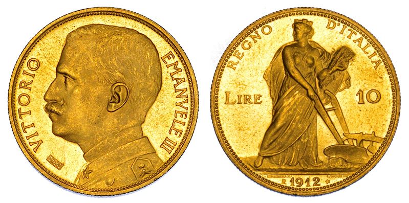 REGNO D'ITALIA. VITTORIO EMANUELE III DI SAVOIA, 1900-1946. 10 Lire 1912. Aratrice.  - Auction Numismatics - Cambi Casa d'Aste