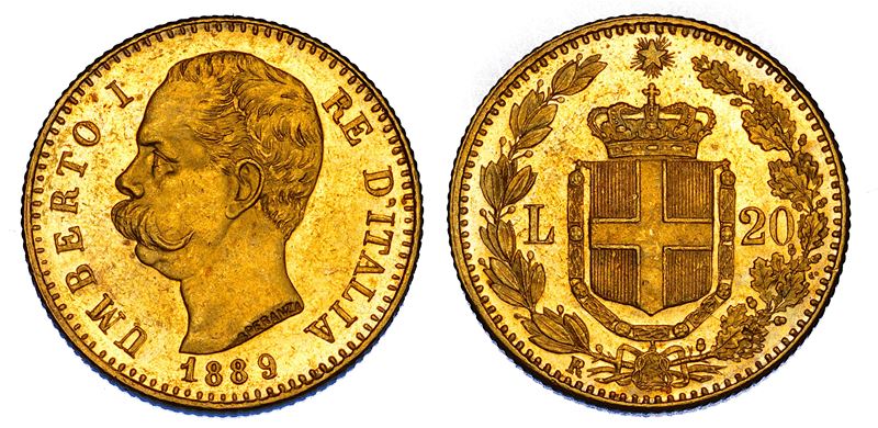 REGNO D'ITALIA. UMBERTO I DI SAVOIA, 1878-1900. 20 Lire 1889.  - Asta Numismatica - Cambi Casa d'Aste