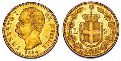 Umberto I di Savoia, 20 Lire 1884 - Regno d'Italia
