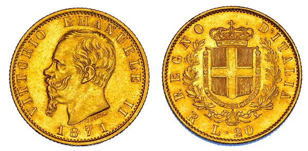 REGNO D'ITALIA. VITTORIO EMANUELE II DI SAVOIA, 1861-1878., 20 Lire 1871. Roma.