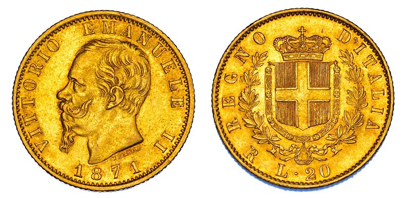 REGNO D'ITALIA. VITTORIO EMANUELE II DI SAVOIA, 1861-1878., 20 Lire 1871. Roma.  - Asta Numismatica - Cambi Casa d'Aste