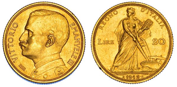 REGNO D'ITALIA. VITTORIO EMANUELE III DI SAVOIA, 1900-1946. 20 Lire 1912. Aratrice.