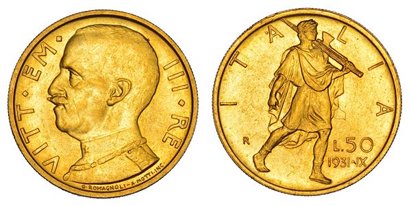 REGNO D'ITALIA. VITTORIO EMANUELE III DI SAVOIA, 1900-1946. 50 lire 1931/A. IX. Littore.
