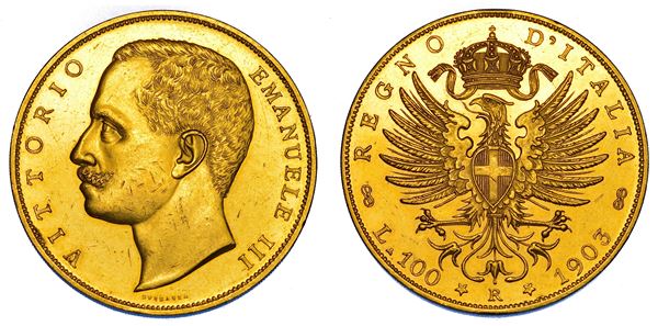 REGNO D'ITALIA. VITTORIO EMANUELE III DI SAVOIA, 1900-1946. 100 Lire 1903. Aquila Sabauda.