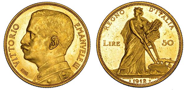 REGNO D'ITALIA. VITTORIO EMANUELE III DI SAVOIA, 1900-1946. 50 Lire 1912. Aratrice.