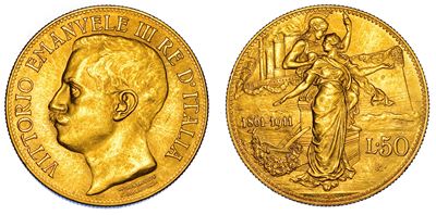 Regno d'Italia, Vittorio Emanuele III di Savoia, 50 Lire 1911, Cinquantenario
