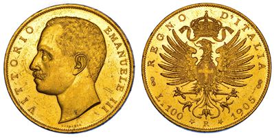 VITTORIO EMANUELE III DI SAVOIA, 100 Lire 1905, Aquila Sabauda