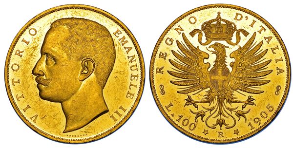 REGNO D’ITALIA. VITTORIO EMANUELE III DI SAVOIA, 1900-1946. 100 Lire 1905. Aquila Sabauda.