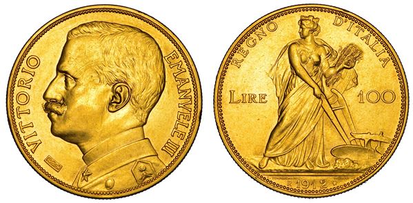 REGNO D'ITALIA. VITTORIO EMANUELE III DI SAVOIA, 1900-1946. 100 Lire 1912. Aratrice.
