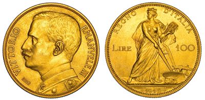 Regno d'Italia, Vittorio Emanuele III di Savoia, 100 Lire 1912, Aratrice