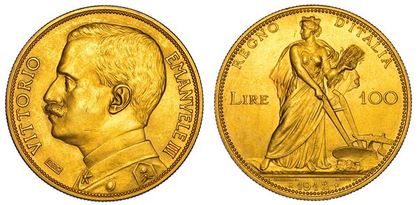 REGNO D'ITALIA. VITTORIO EMANUELE III DI SAVOIA, 1900-1946. 100 Lire 1912. Aratrice.