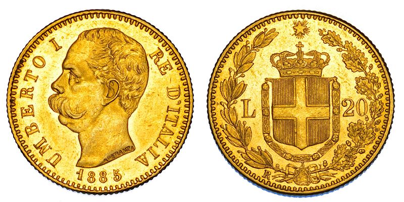REGNO D'ITALIA. UMBERTO I DI SAVOIA, 1878-1900. 20 Lire 1885.  - Auction Numismatics - Cambi Casa d'Aste