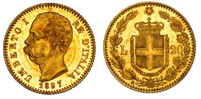Umberto I di Savoia, 20 Lire 1897, Oro