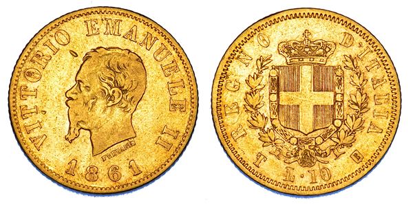 REGNO D'ITALIA. VITTORIO EMANUELE II DI SAVOIA, 1861-1878. 10 Lire 1861. Torino