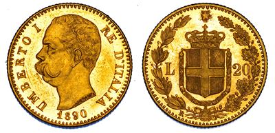Regno d'Italia, Umberto I di Savoia, Moneta da 20 Lire del 1890
