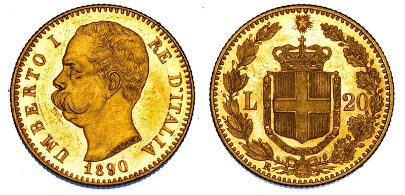 REGNO D'ITALIA. UMBERTO I DI SAVOIA, 1878-1900. 20 Lire 1890.  - Auction Numismatics - Cambi Casa d'Aste