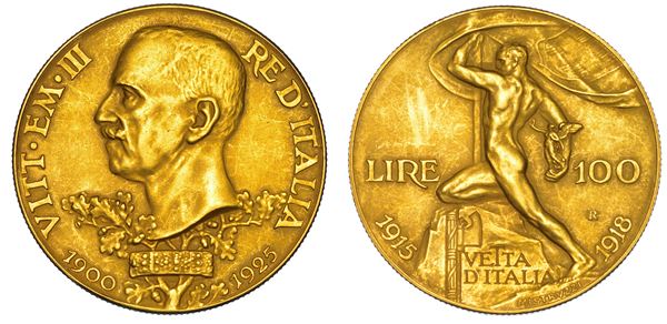 REGNO D'ITALIA. VITTORIO EMANUELE III DI SAVOIA, 1900-1946. 100 Lire 1925. Vetta d’Italia.