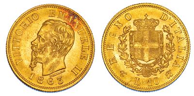 Vittorio Emanuele II di Savoia, Moneta da 10 Lire, 1863, Torino
