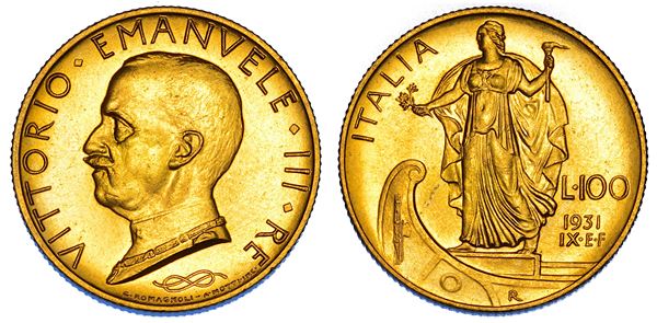 REGNO D'ITALIA. VITTORIO EMANUELE III DI SAVOIA, 1900-1946. 100 Lire 1931/A. IX. Italia su prora.
