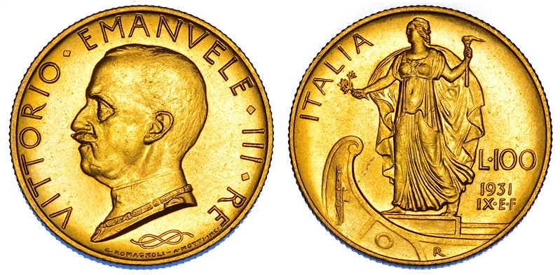 REGNO D'ITALIA. VITTORIO EMANUELE III DI SAVOIA, 1900-1946. 100 Lire 1931/A. IX. Italia su prora.  - Auction Numismatics - Cambi Casa d'Aste