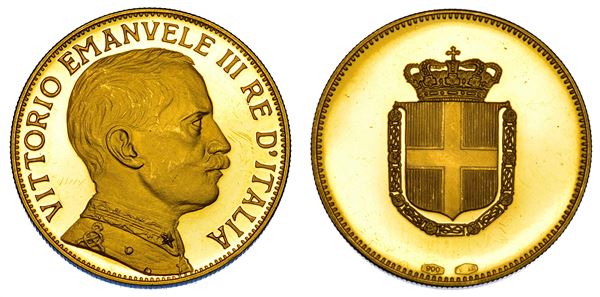 REGNO D'ITALIA. VITTORIO EMANUELE III DI SAVOIA, 1900-1946. Medaglia in oro.