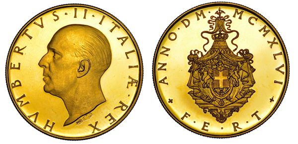 REGNO D'ITALIA. UMBERTO II DI SAVOIA, 1946. Medaglia in oro 1946.