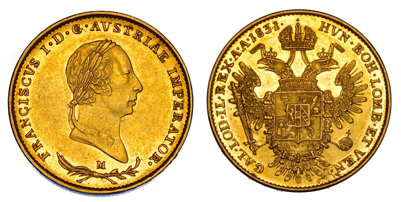 MILANO. FRANCESCO I D'ASBURGO-LORENA, 1815-1835. Mezza Sovrana 1831.  - Auction Numismatics - Cambi Casa d'Aste