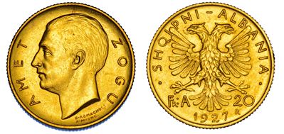 Albania, Ahmed Zogu Presidente, 20 Franga 1927