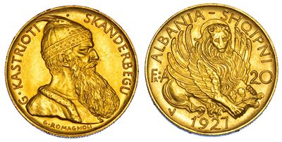 Albania, Ahmed Zogu Presidente, 20 Franga 1927, oro