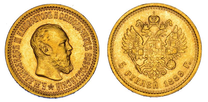 RUSSIA. ALEKSANDR III, 1881-1894. 5 Rubli 1889.  - Asta Numismatica - Cambi Casa d'Aste