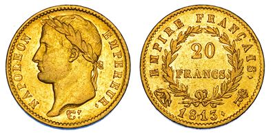 Roma, Moneta da 20 Franchi (1813) in oro