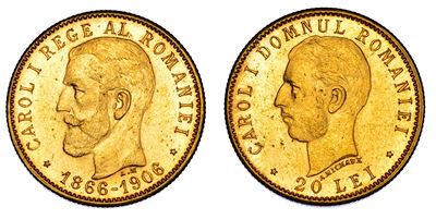 ROMANIA, Carlo I, 20 Lei 1906, 40° anniversario di regno