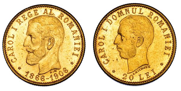 ROMANIA. CAROL I, 1866-1914. 20 Lei 1906. 40° anniversario di regno.