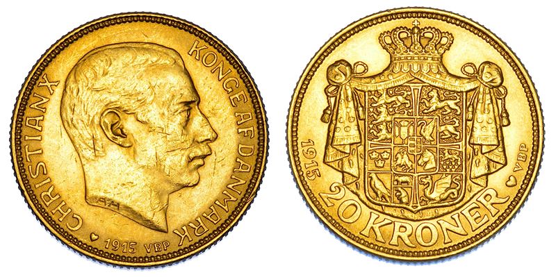 DANIMARCA. CHRISTIAN X, 1912-1947. 20 Kroner 1915.  - Asta Numismatica - Cambi Casa d'Aste