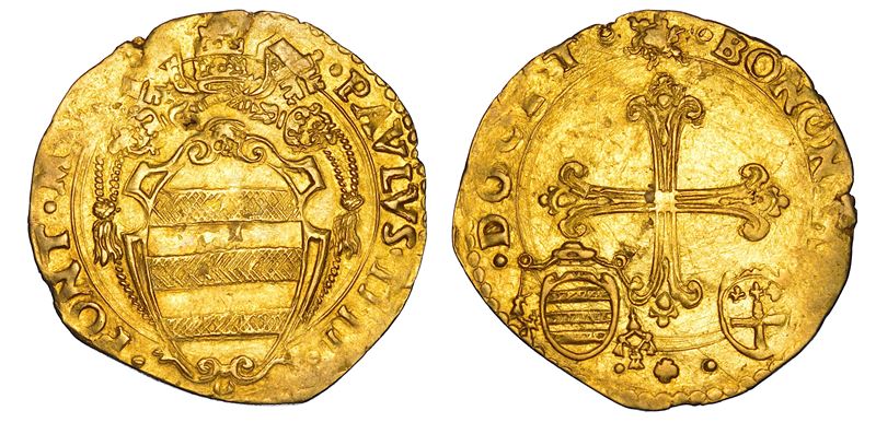STATO PONTIFICIO. PAOLO IV (Gian Pietro Carafa), 1555-1559. Scudo d'oro del sole. Bologna.  - Auction Numismatics - Cambi Casa d'Aste